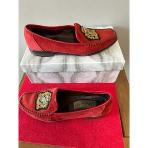 Vintage embellished Diane B. Milano red Suede Loafers Women's Sz 38 , Italy
